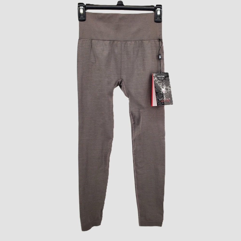 Spyder Active XS Sculpting Seamless Leggings Brown Stretch Breathable‎ Sculpting